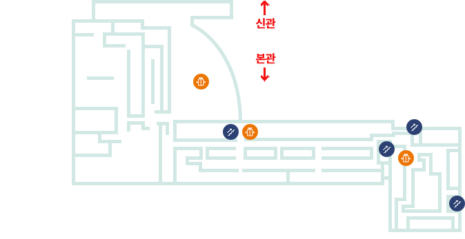 본관_5F층_강당, 조회의실, 회의실 강당 로비, 새오름길, 신관  본관  5F 연결통로, 기획인사 경영지원, 부속운영실, 재무경영, 56병동, DAY ROOM, DAY ROOM, 57병동, 세포치료실, 불임클리닉, 교수연구실 10EA, 58병동 